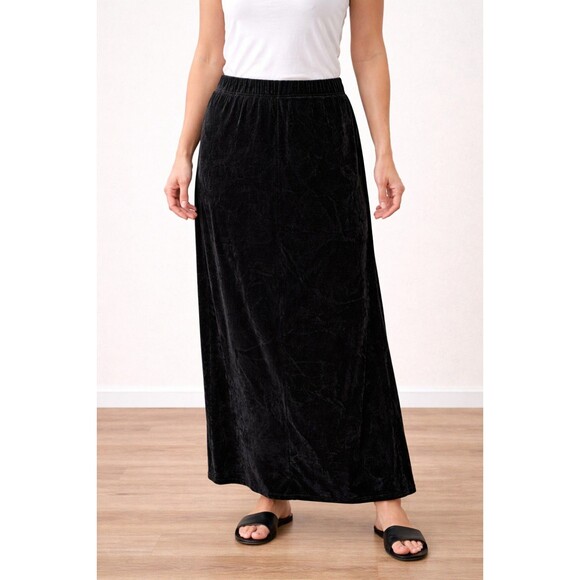 Dresses & Skirts - Elementz Large Black Velvet Maxi Skirt Elastic Waist Velour
